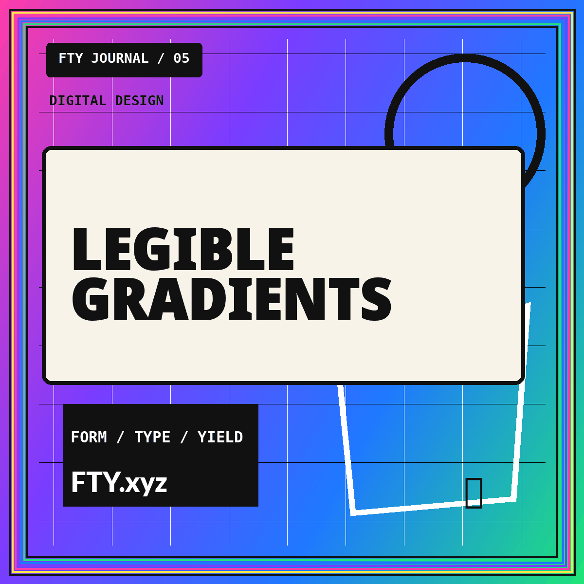 Typographic editorial card for Gradient Design Without Sacrificing Legibility
