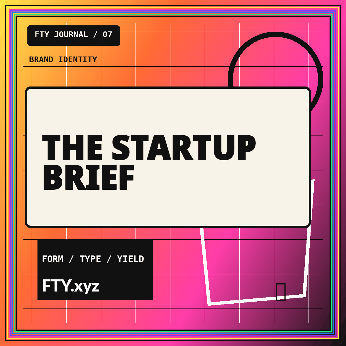 Typographic editorial card for Writing a Brand Identity Brief for a Startup Launch